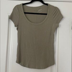 American Eagle Olive Green Ribbed T-Shirt